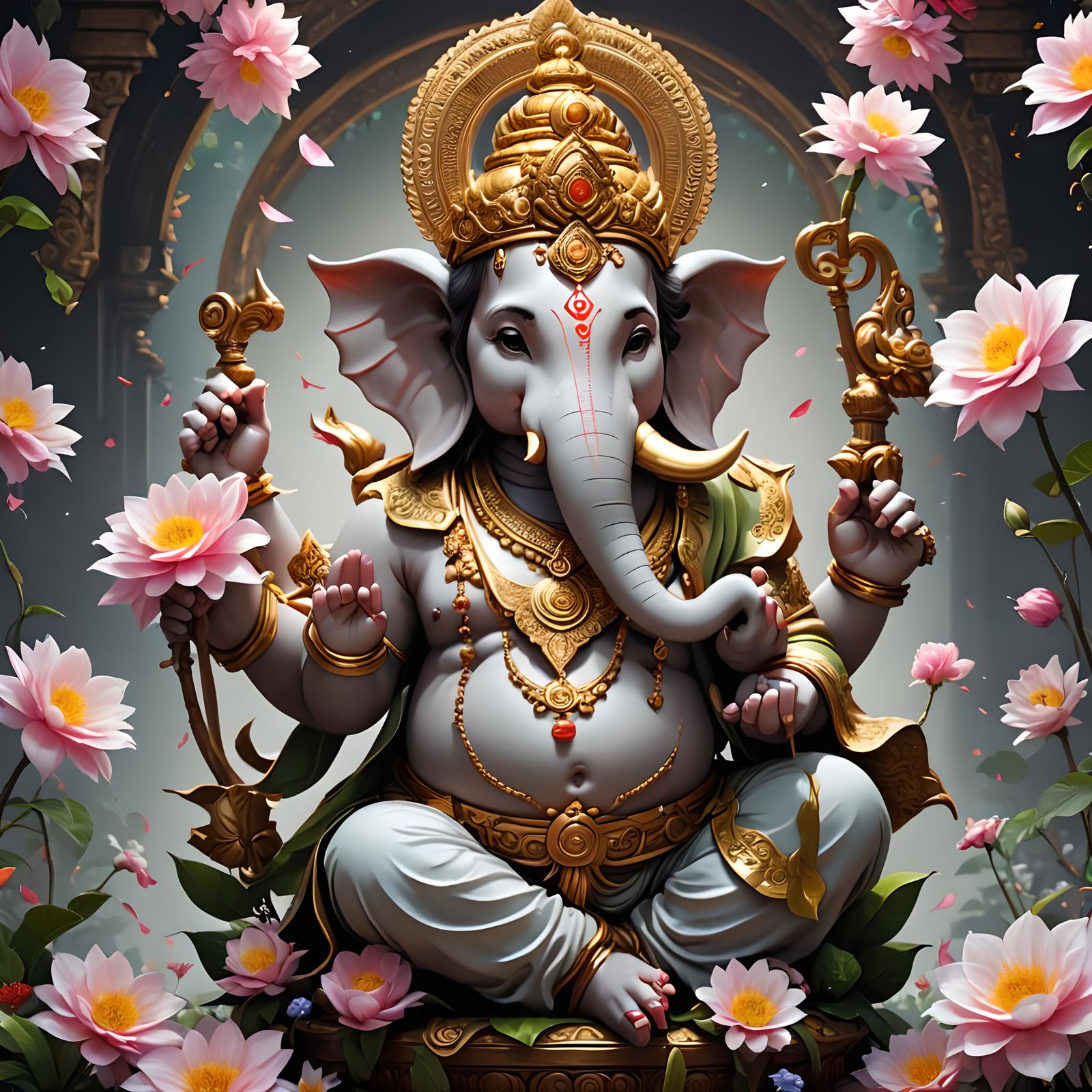 Lord Ganesha made with flower