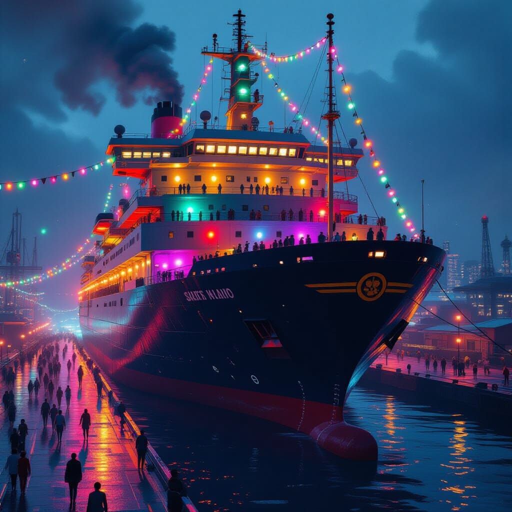 Massive Cruise Ship Party in Hyperrealistic Style