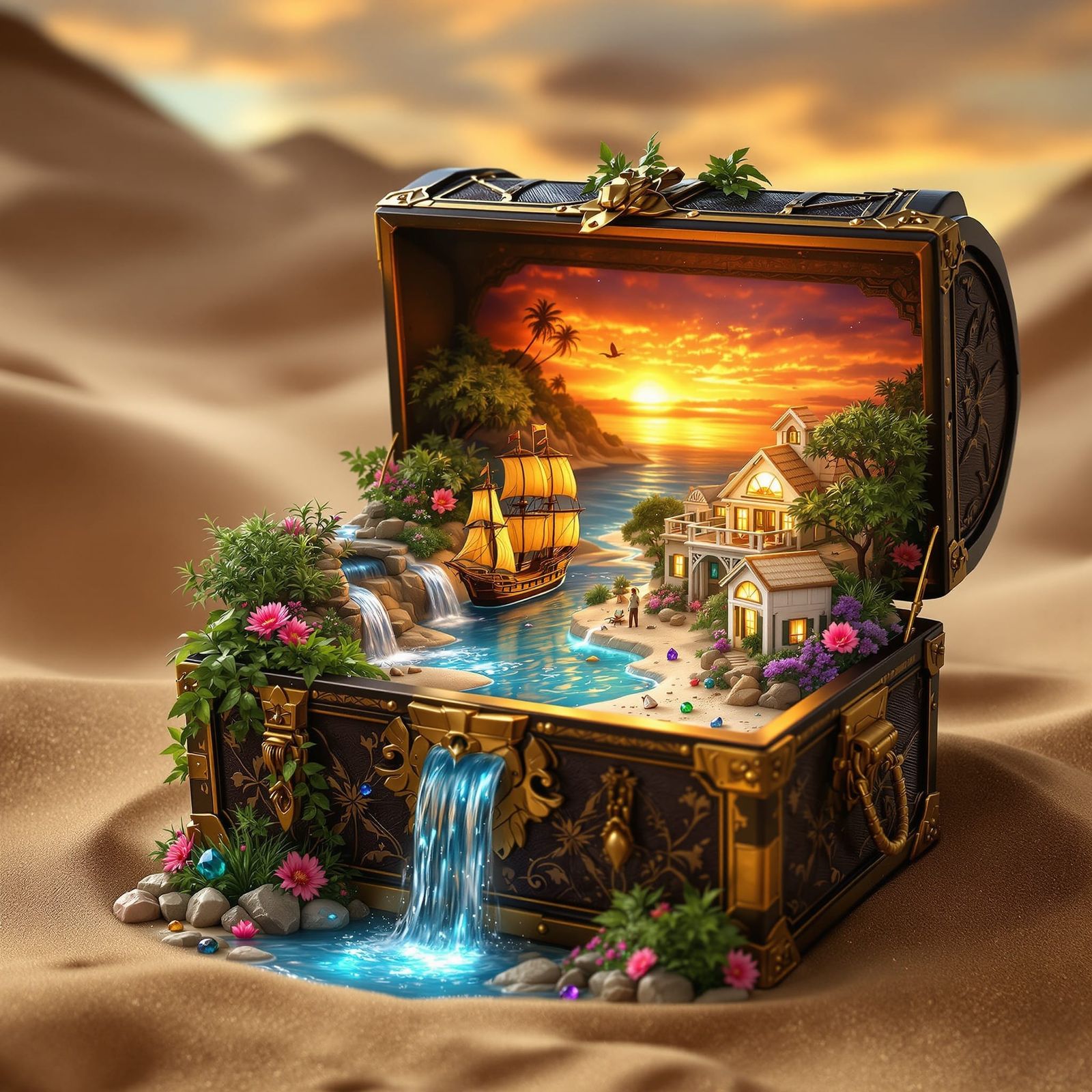 Treasure chest, oasis in the desert.  by @Babushkats