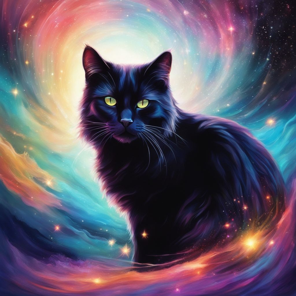 Black Kitty in a Swirl of Colors