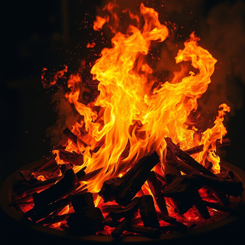Vibrant, Expressive Inferno in Moody, Atmospheric Lighting