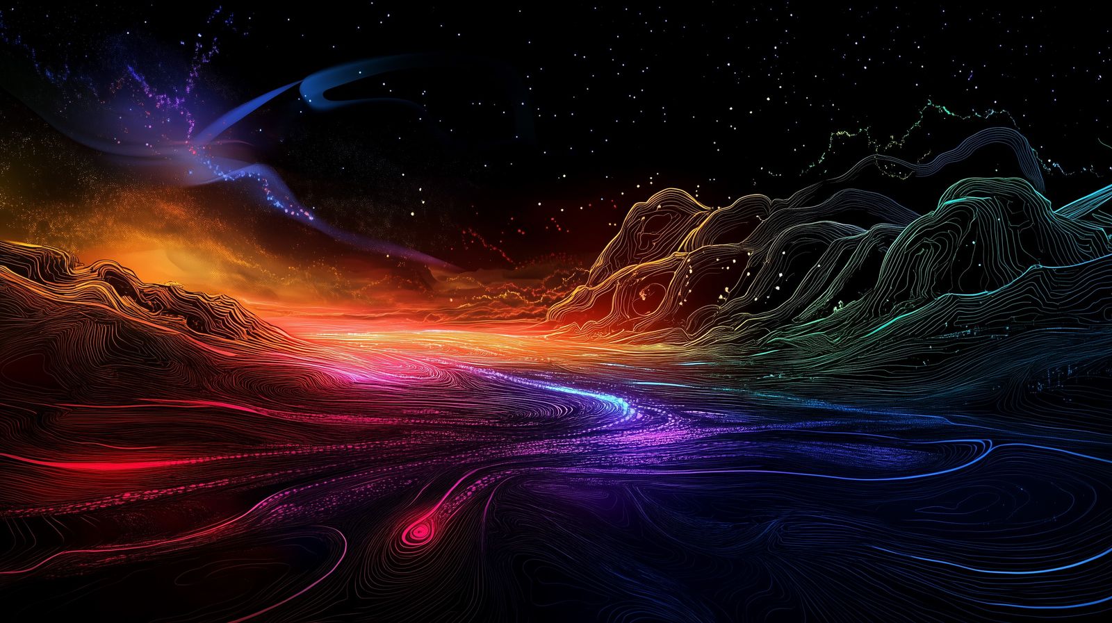 An abstract, joyful alien landscape