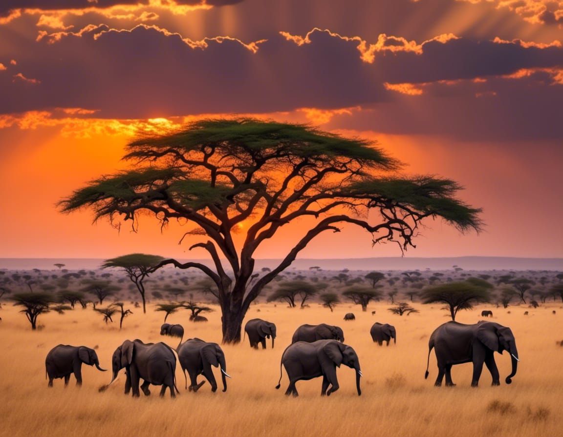 African Landscape at dusk 