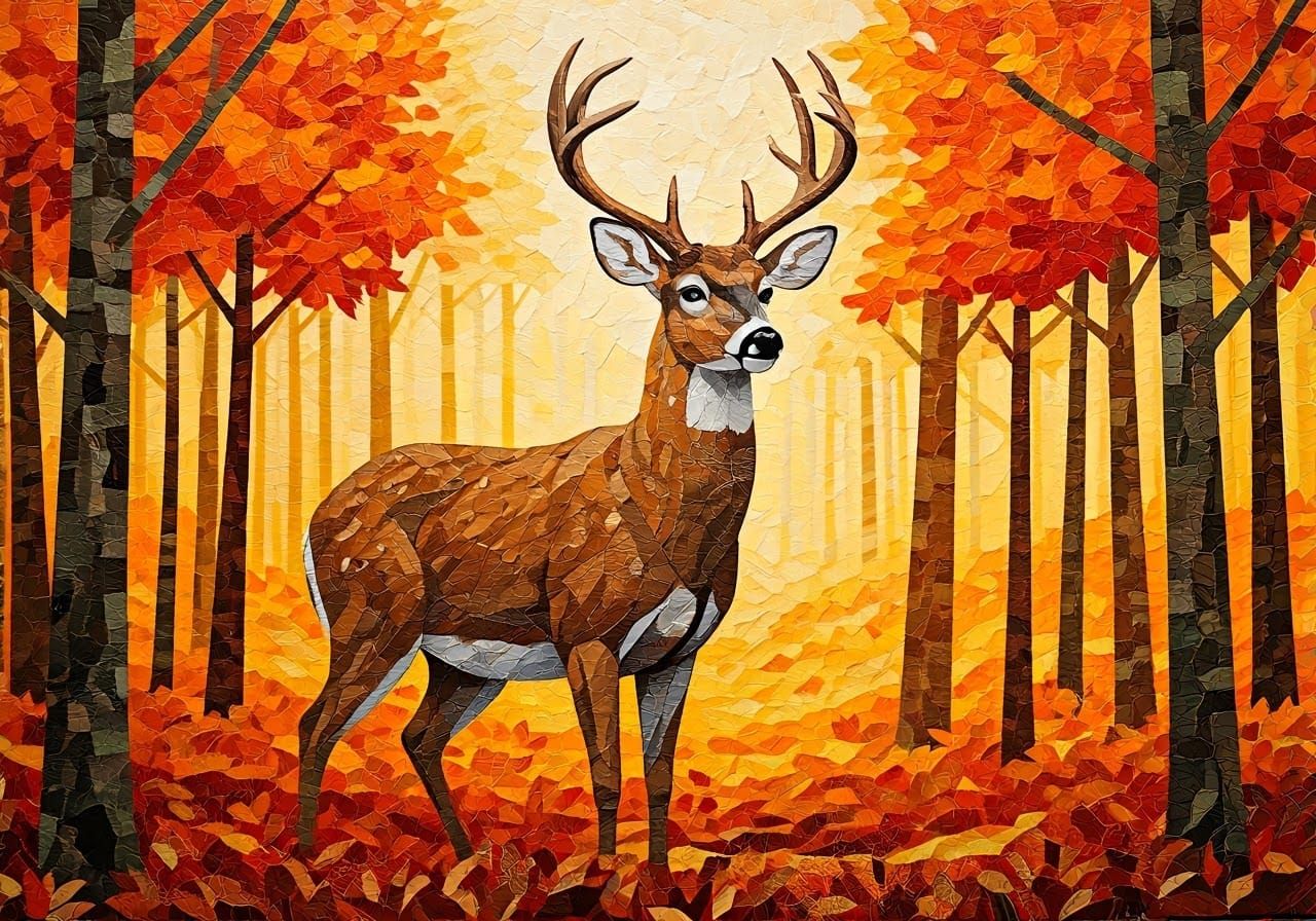 Collaged Deer scene.