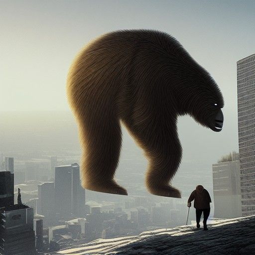 yeti walking around a city