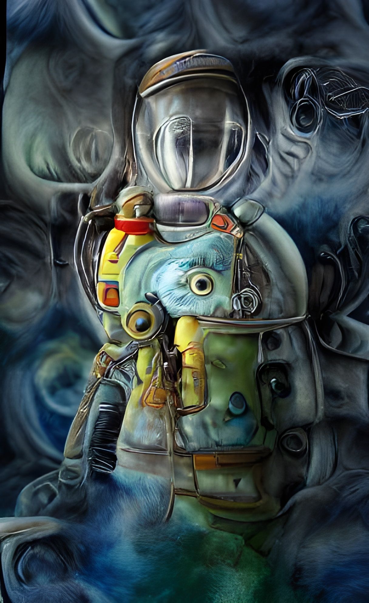 Alien astronaut in a watercolor  detailed painting