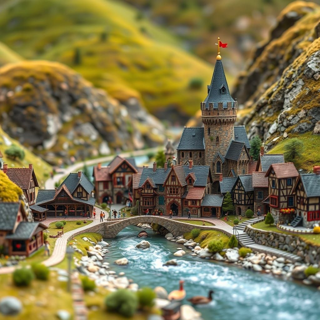cute miniature medieval town  by @Chib