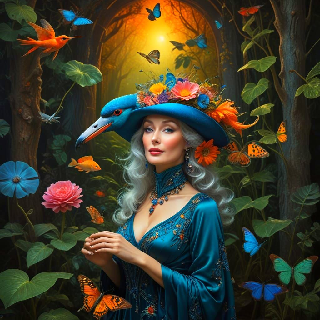 Stunning Hyperrealistic Portrait of a Happy Lady in Whimsica...