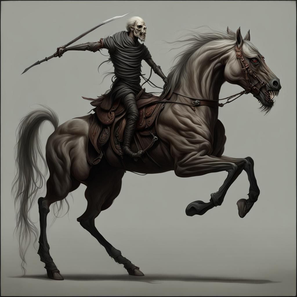 nuckelavee, undead skinless horse and rider , fusion of horse merged ...