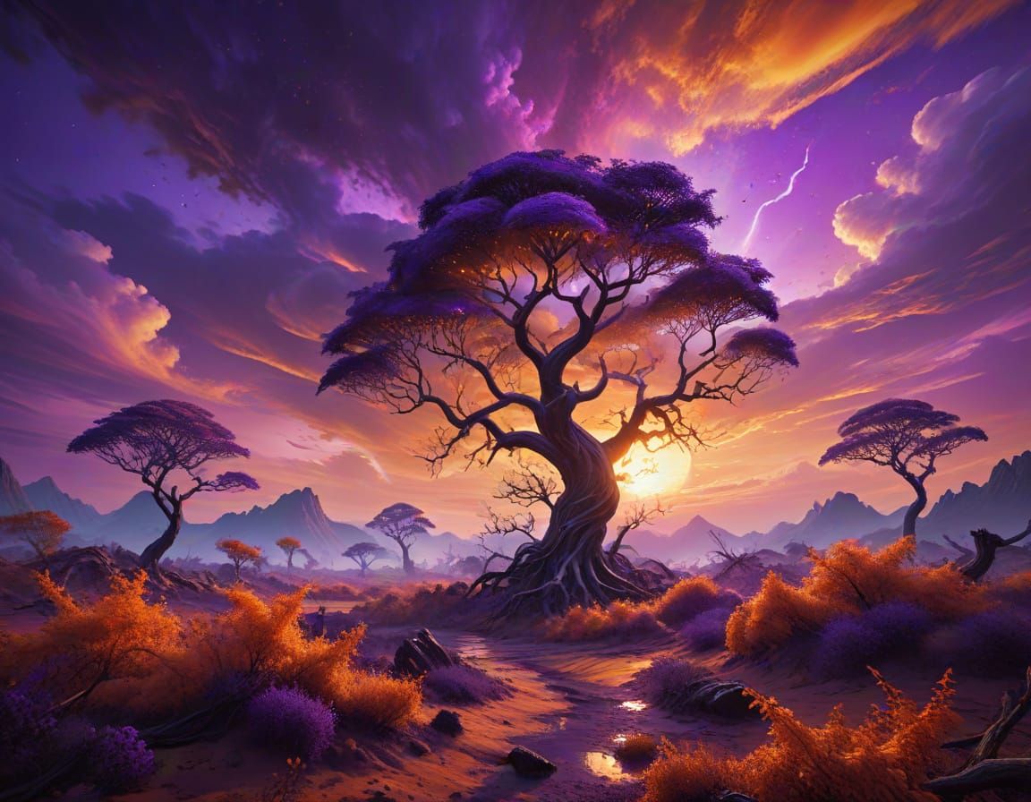 Surreal landscape with purple skies  by @JBrosque