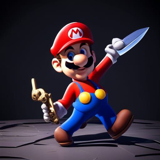 mario with a knife - AI Generated Artwork - NightCafe Creator