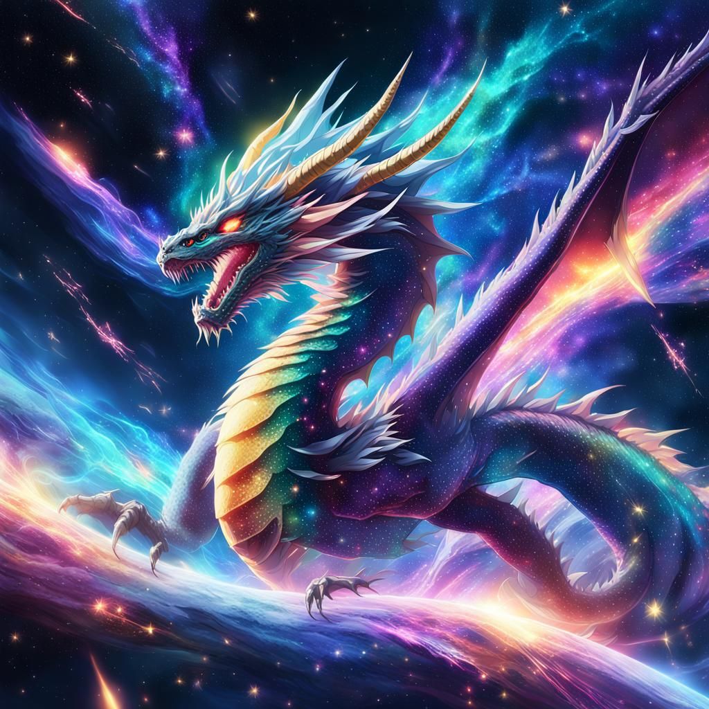 Galaxy Dragon Soaring Through Space in Anime Style