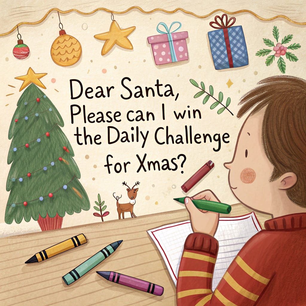 Christmas Child's Wax Crayon Letter to Santa Claus