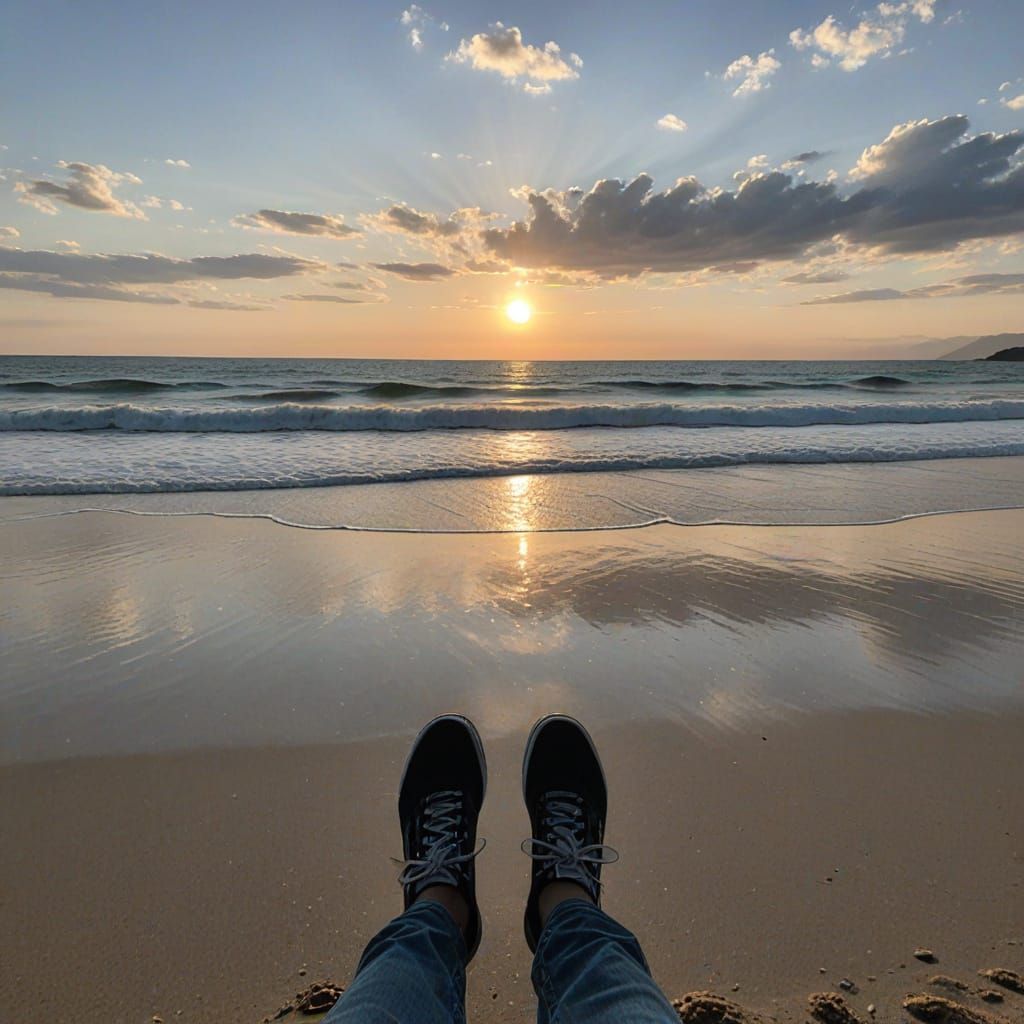 Standing on the beach 