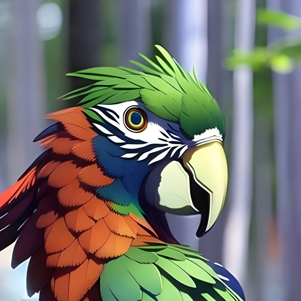 prompthunt: parrot made of fruit, anime art style, highly detailed