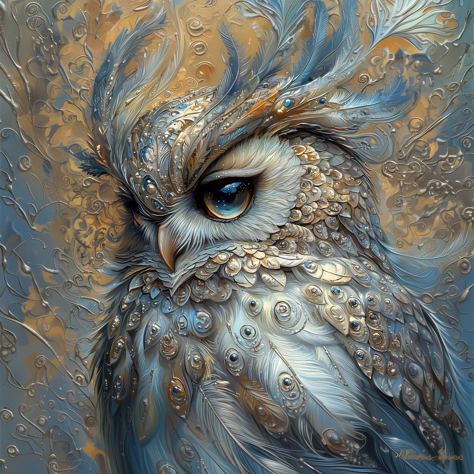 Silver Metal Owl