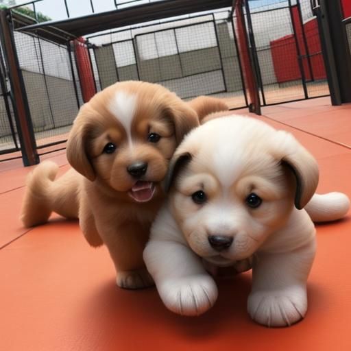 Puppies playing during puppy playtime
