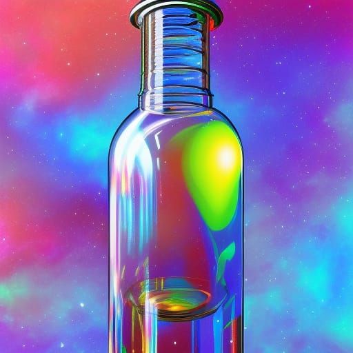 Eye over seeing the future  in a bottle on a cloud high deta...