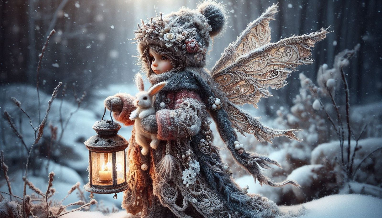 Winter Fairy with rabbit 2