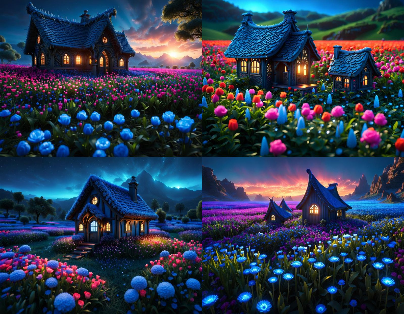 Flower Field with  elven house