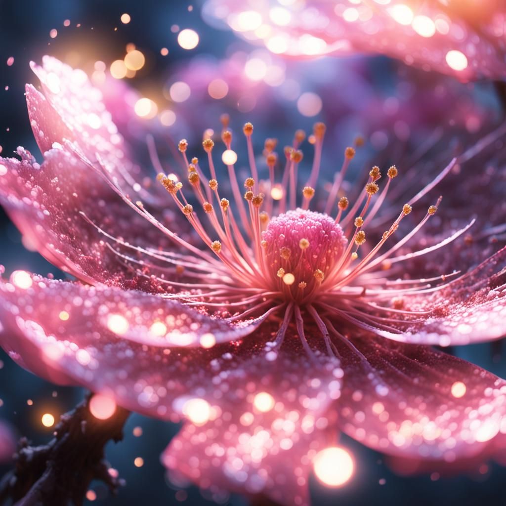 epic close up of a sakura flower, front illumination only, f...