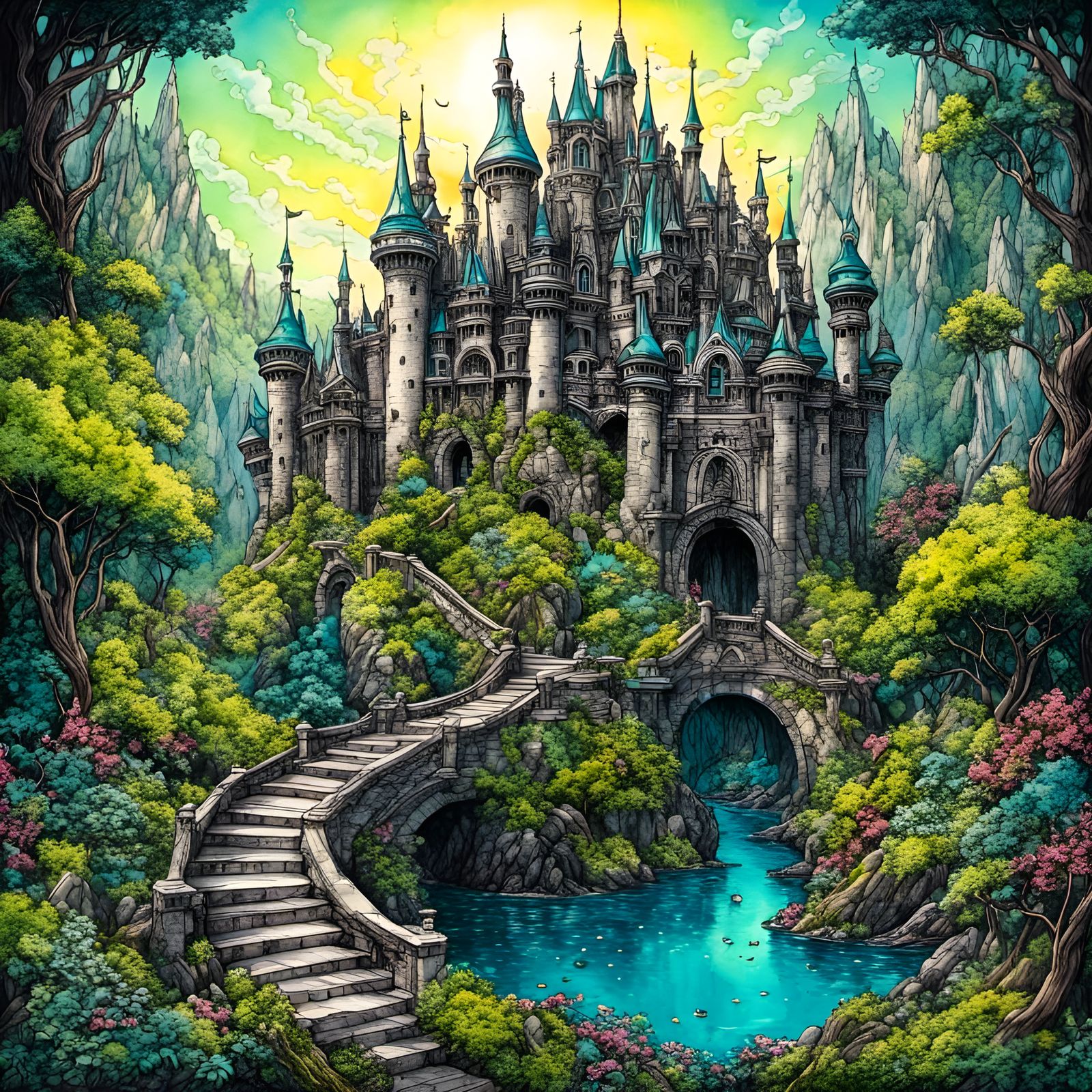 Sparklecore, Intricate fantasy castle, fantasy landscape, Sharp ...