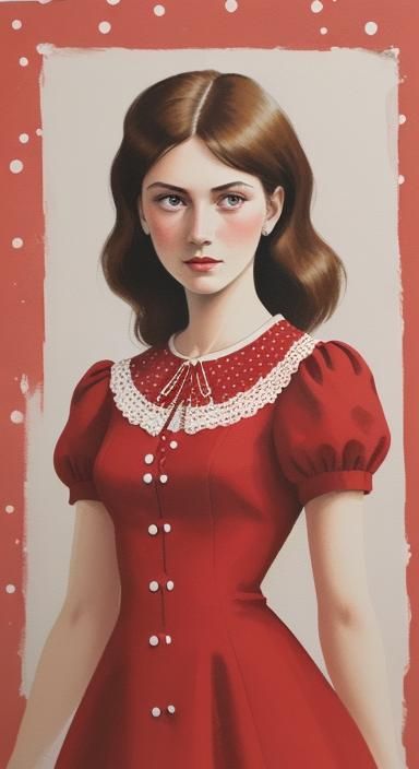 red Vintage dress with white dots  by @Lulu