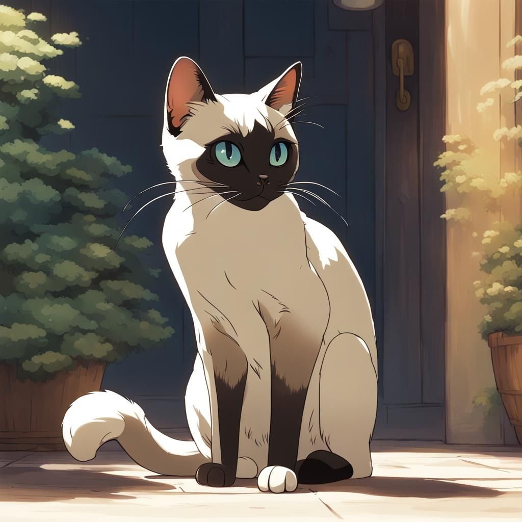 cute siamese cat, dark face, white chest, dark ears paws and tail