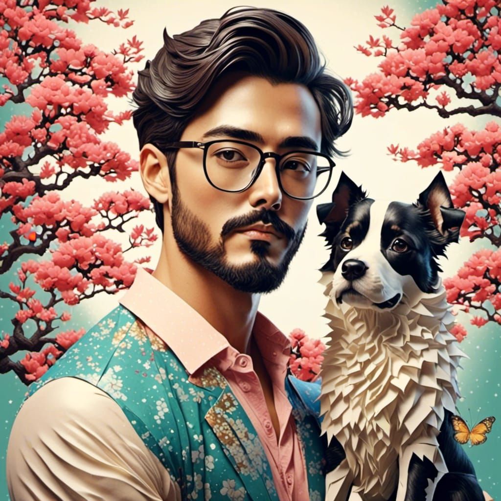 A Hipster with his dog 