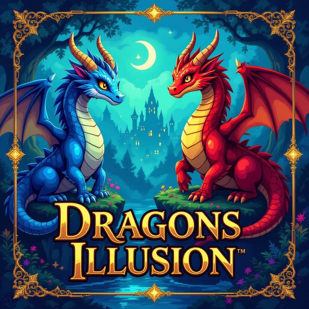 Fantasy Game Cover with Mystical Creatures in Pixel Art