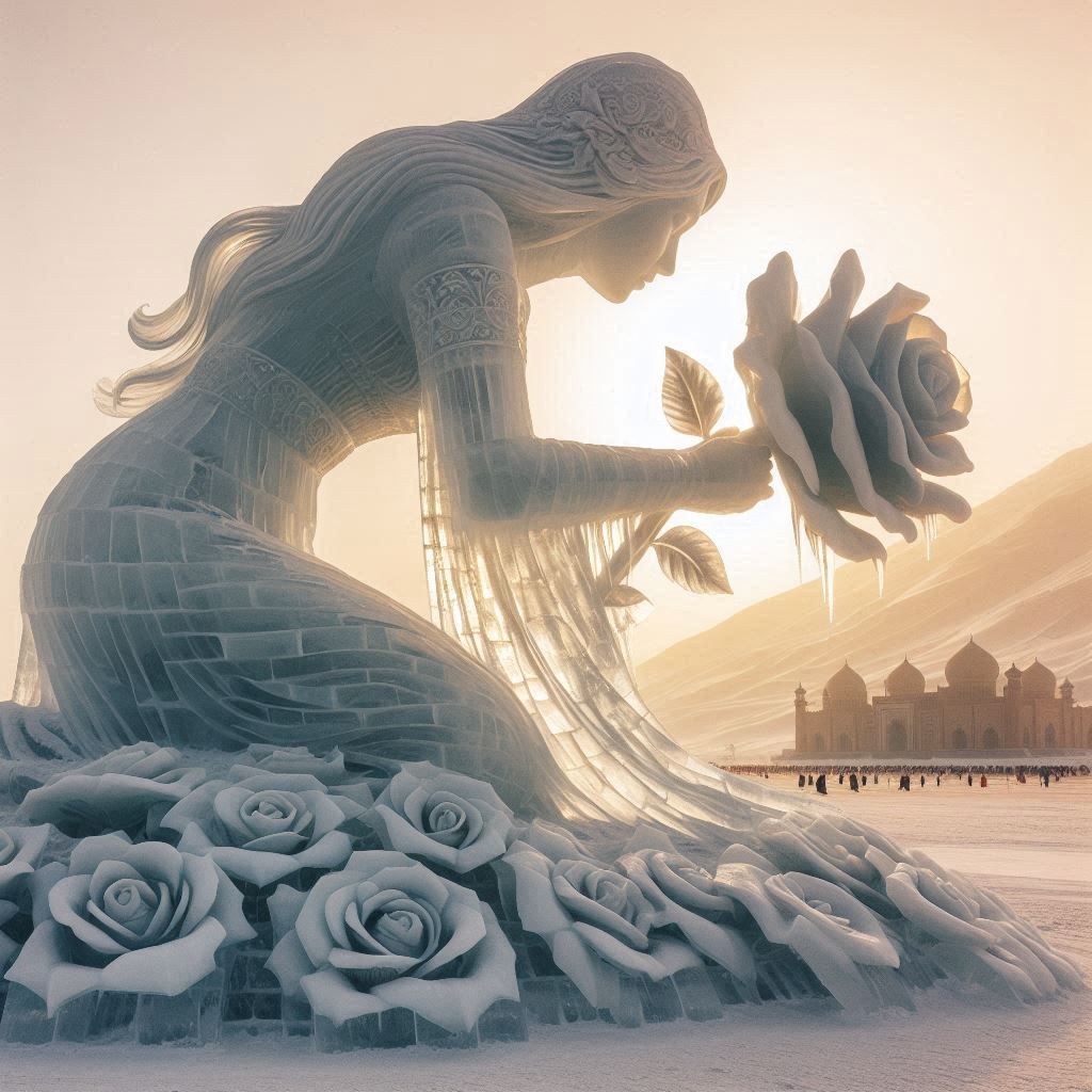 Ice sculpture rose