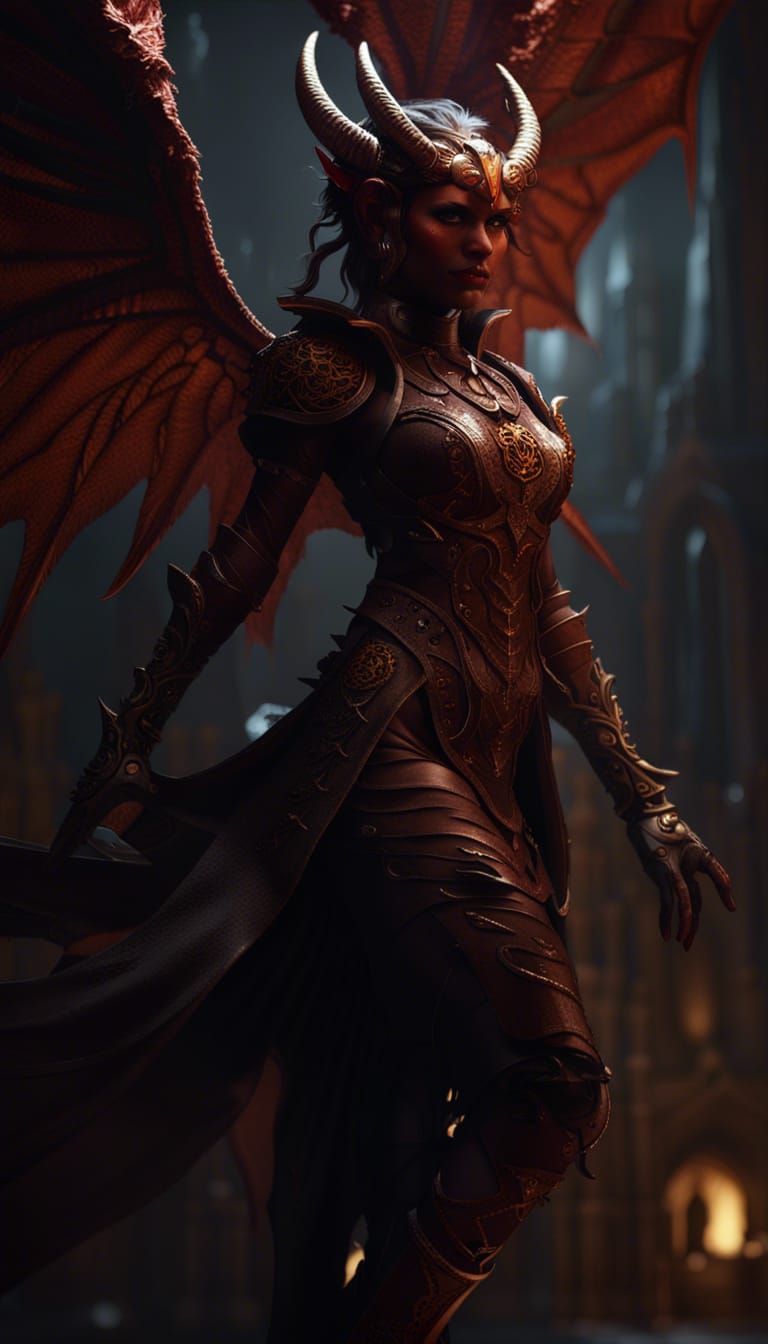 Tiefling with wings - AI Generated Artwork - NightCafe Creator