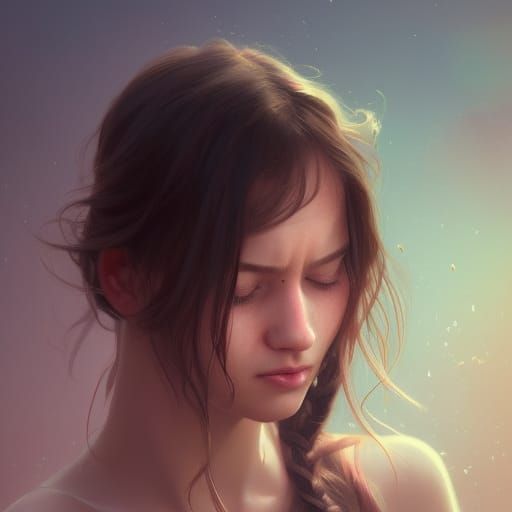 A girl in her teens crying - AI Generated Artwork - NightCafe Creator