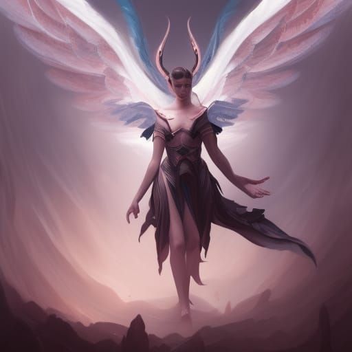 sylveon, wings, rose gold, angel, human, flying, staff, robe...