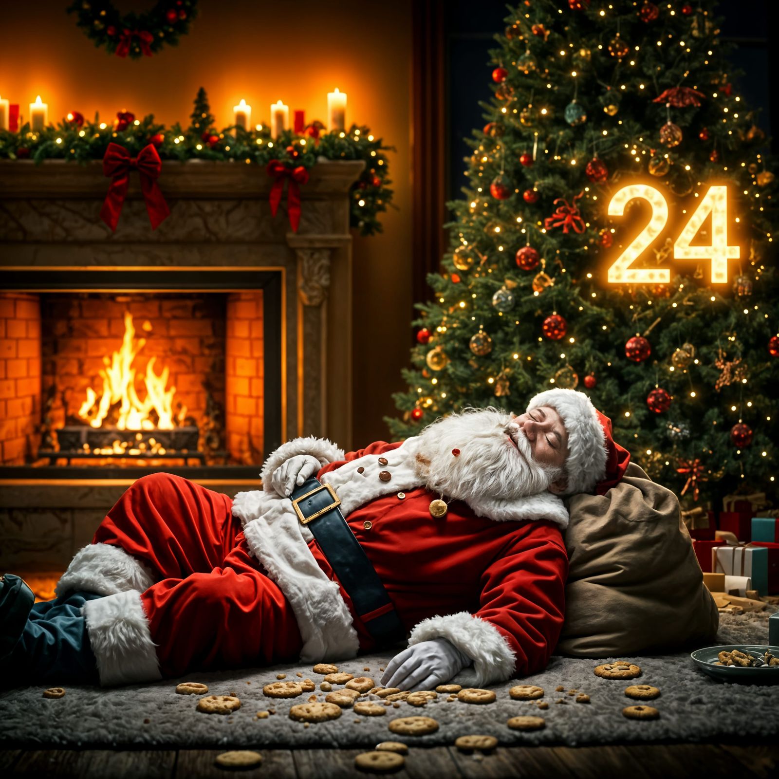 Santa Eats Too Many Cookies, AGAIN!!  by @The Nights Sky