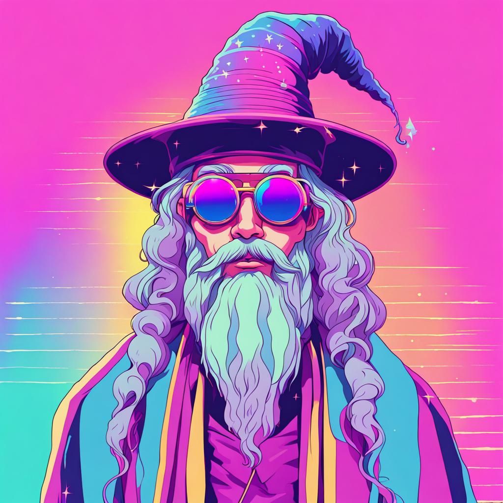 Vaporwave Wizard - AI Generated Artwork - NightCafe Creator