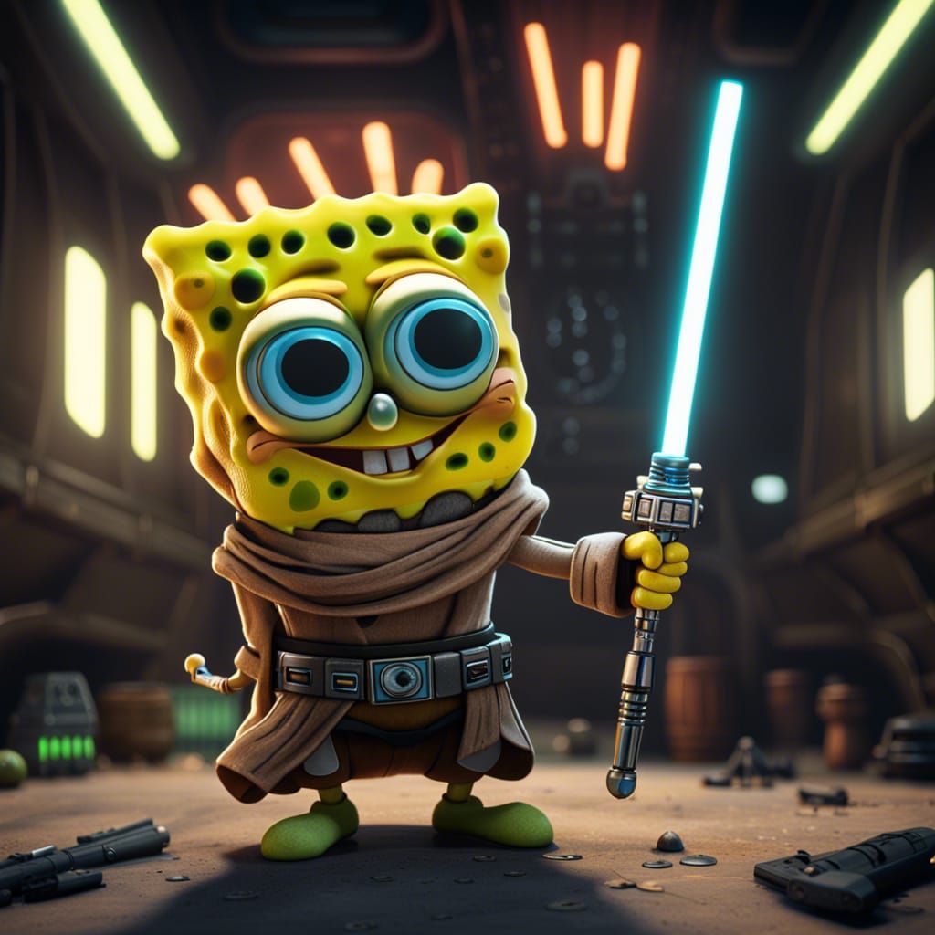 SpongeBob as a star wars jedi - AI Generated Artwork - NightCafe Creator