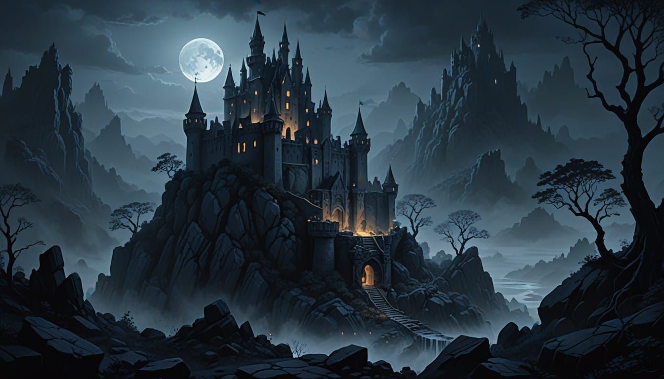 Mysterious illuminated Castle