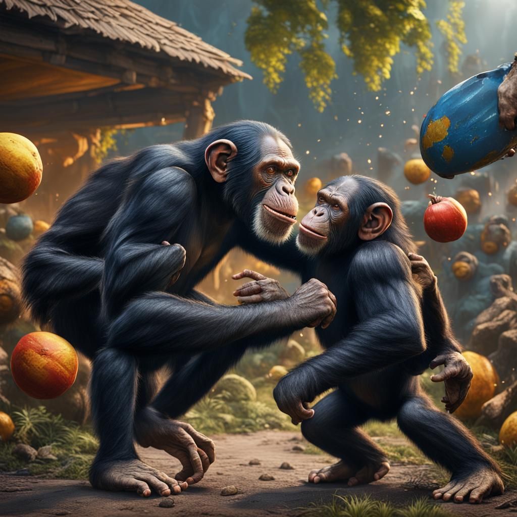 chimpanzees fighting outside lidl