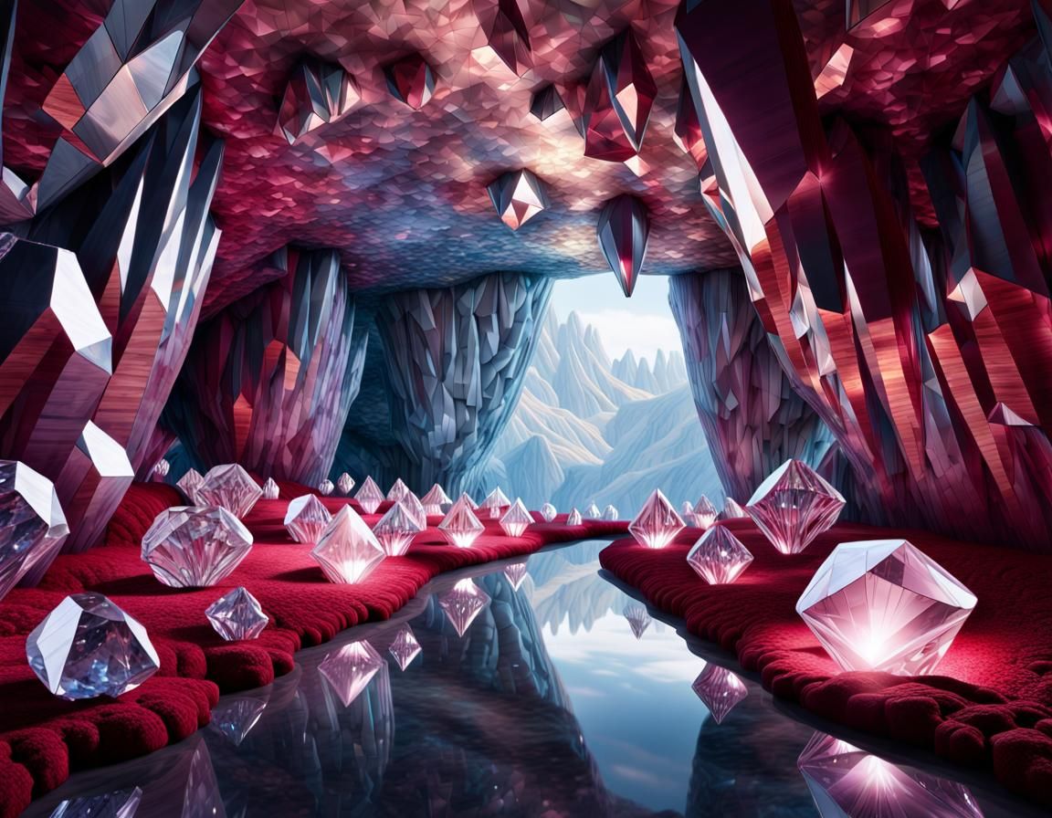 a soothing cavern filled with immense diamonds and large col...