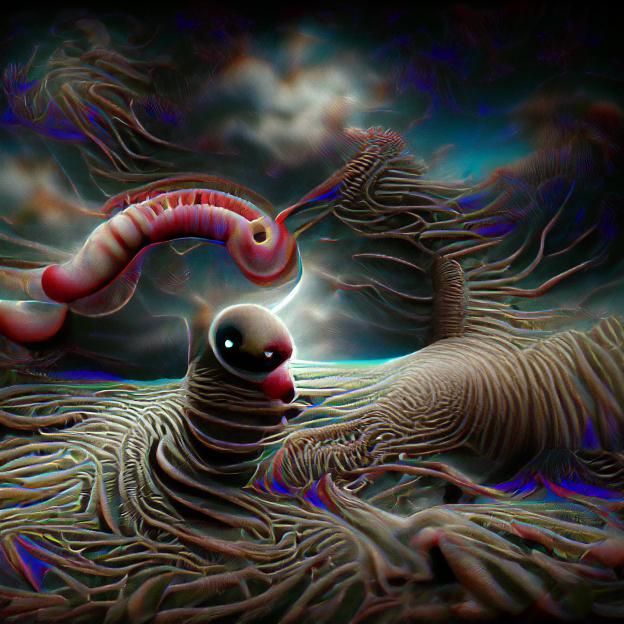 Worm god in darkness