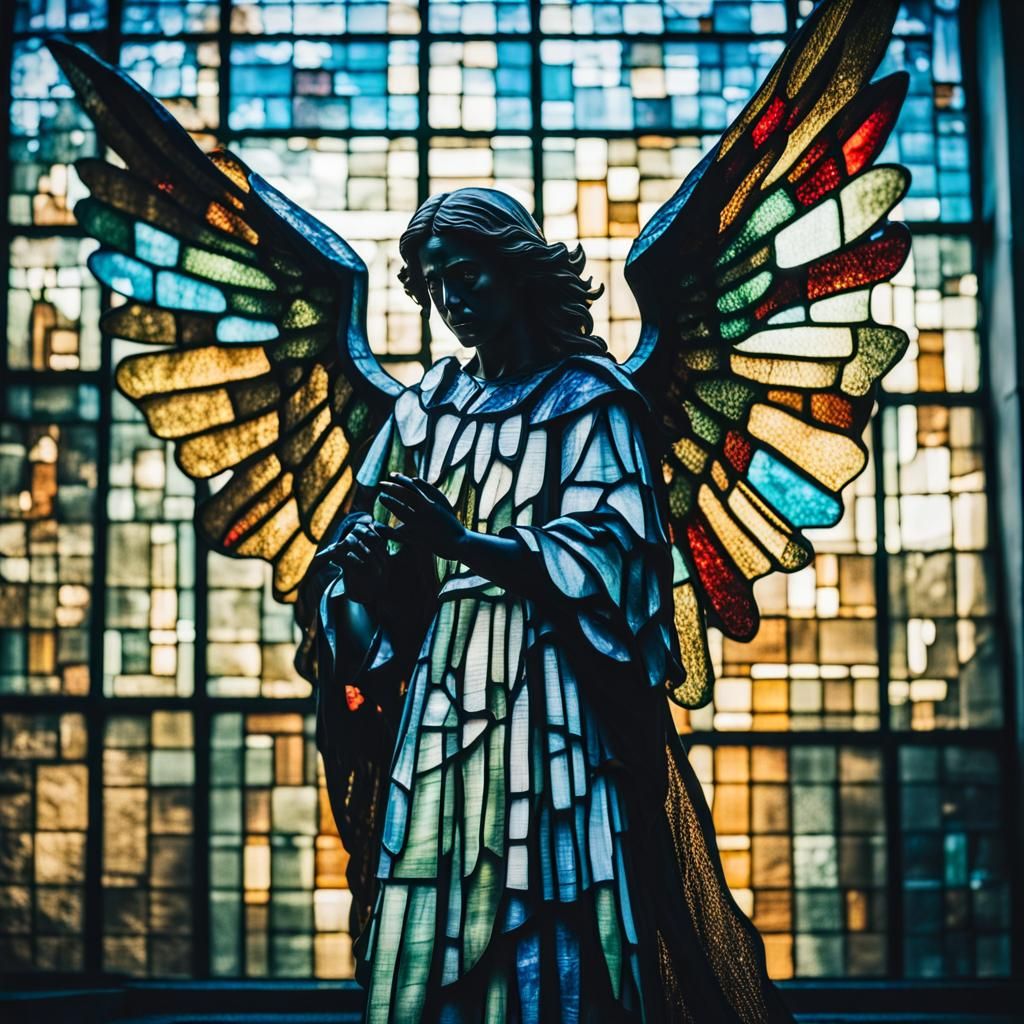 Angel made of stained glass pieces