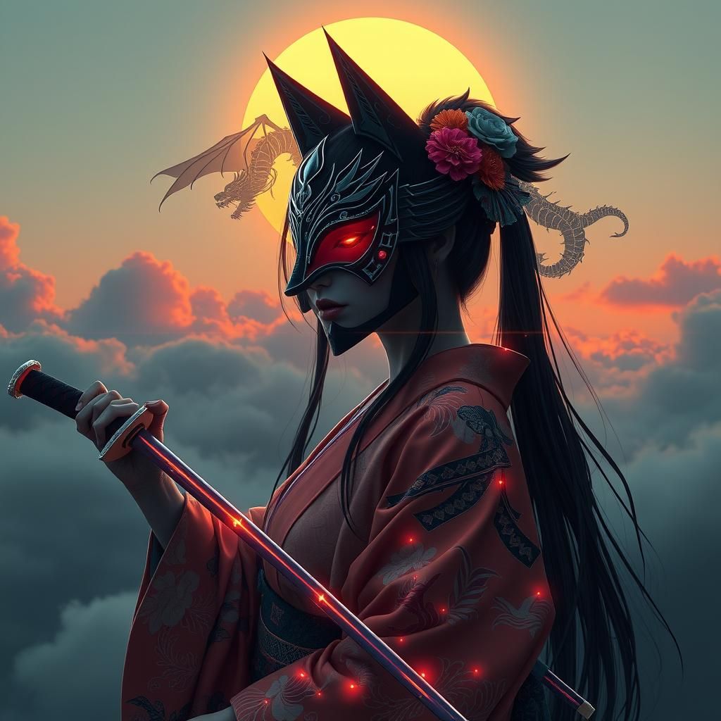 Indigo Glitch: Kimono Warriors in Edo Japan