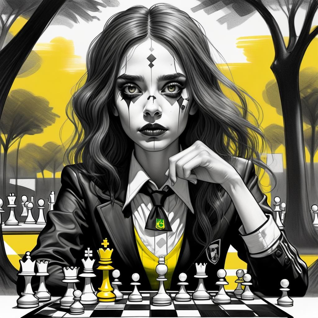 Tim Burton Style Sketch: Brazilian Chess Player
