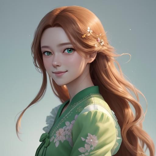 A portrait of a young, beautiful girl with a radiant smile. ...