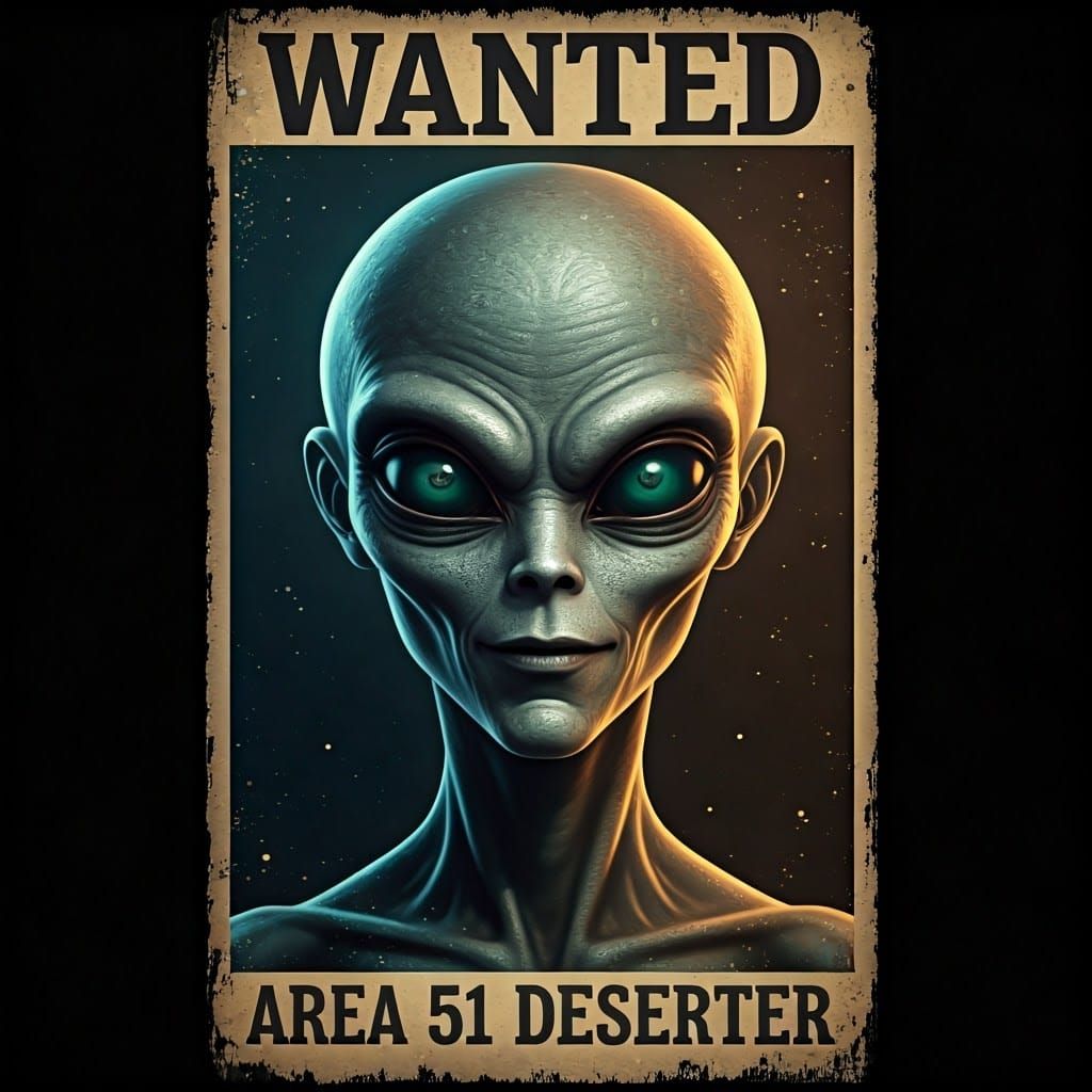 Wanted for Deserting Area 51  by @NovemberFox