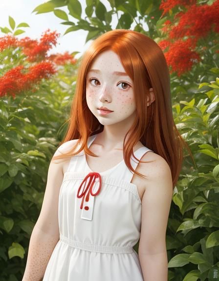 Cute Girl Picking Flowers in Anime Key Visual Style