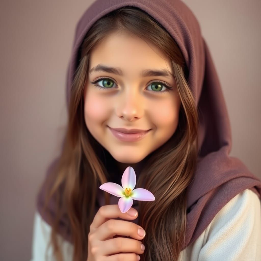beautiful Egyptian girl  holding a jasmine flower