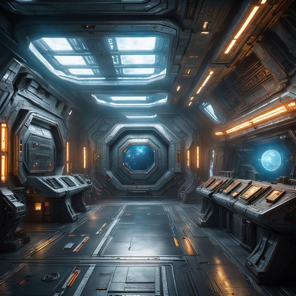 Sci-fi Environment Inside Of Space Station Orbiting Somewhere Far Away 