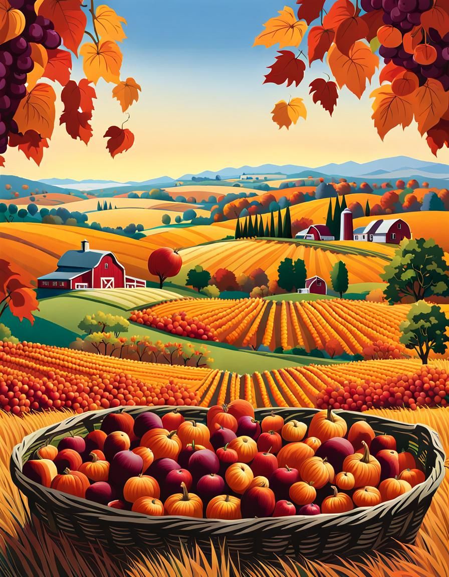 Rural farm during the fall harvest  by @FuzzyLogic